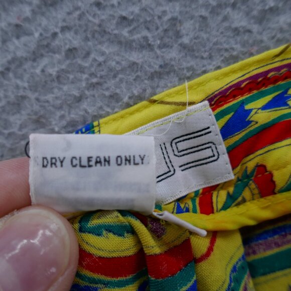 Chaus Womens Vintage Paisley Print Skirt 12 Yellow Red Blue Pleated Midi - Picture 10 of 11